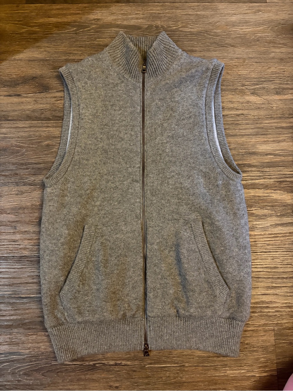 Vince Men’s Grey Wool & Cashmere Full-Zip Vest Size Small